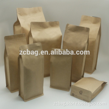 square bottom side seal quad gusset flat bottom Pouch box standup zipper lock food packaging bags